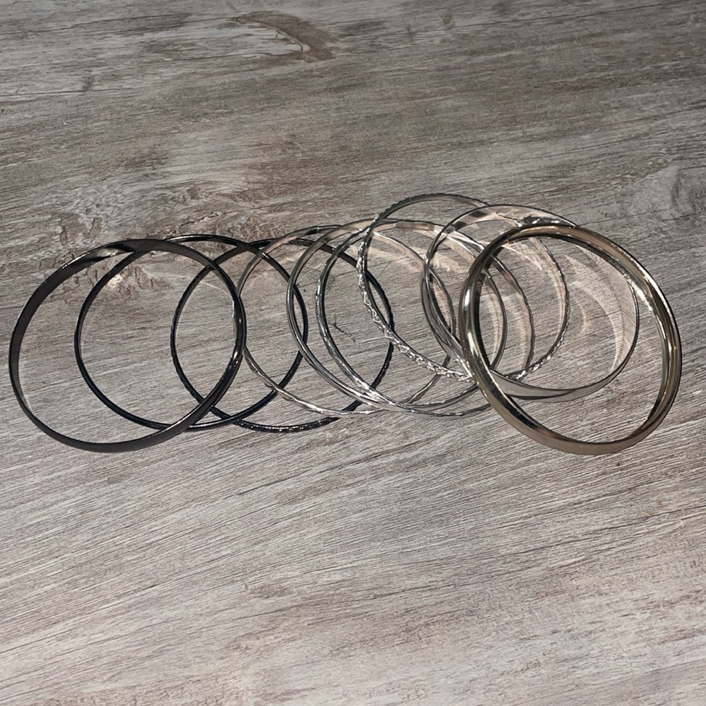 Nine bangle bracelets